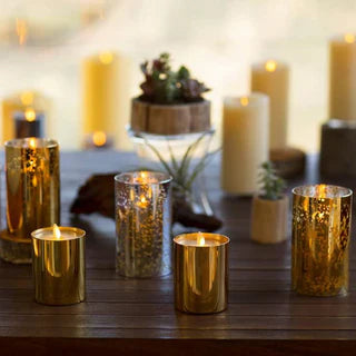 Luminara Indoor 3.0" x 5.0" Candle in Gold Mercury Glass