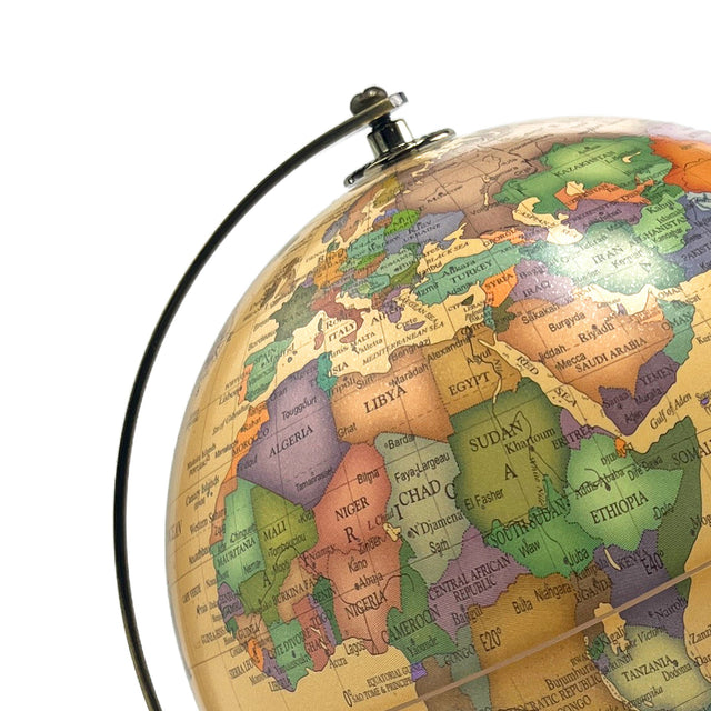 Mini antique earth globe with gem travel tracker stickers included