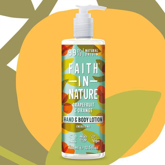 Natural grapefruit hand and body lotion for dry skin