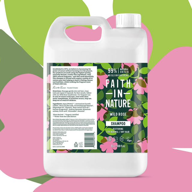 Natural wild rose shampoo refill for normal hair and scalp