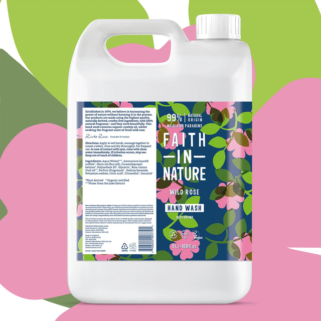Natural wild rose liquid hand soap with floral fragrance and skin-loving botanicals