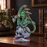 Nemesis Now Ignisars Rule Green Dragon Figurine — 22.5cm displayed in a dark gothic setting