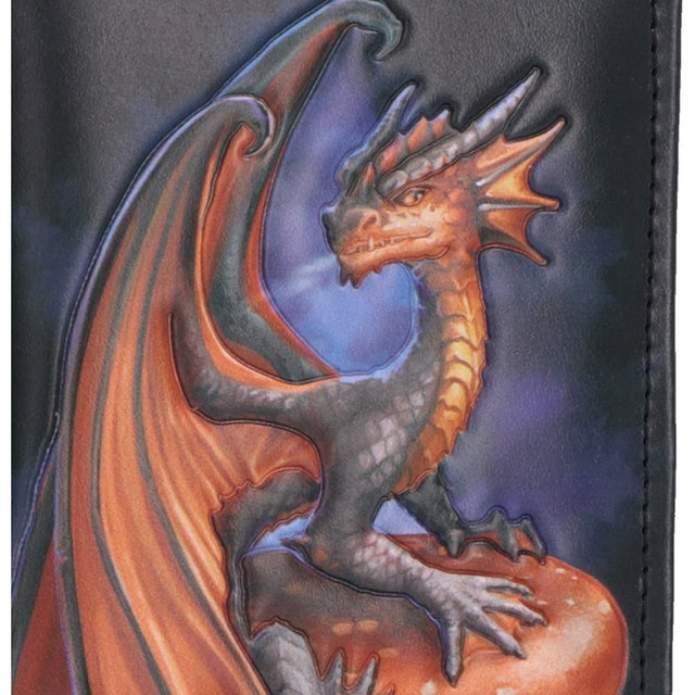 Nemesis Now Anne Stokes Mushroom Dragon Embossed Purse — close-up of the embossed dragon artwork