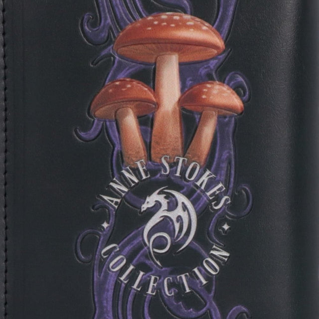 Nemesis Now Anne Stokes Mushroom Dragon Embossed Purse — close-up of the mushroom artwork on the reverse