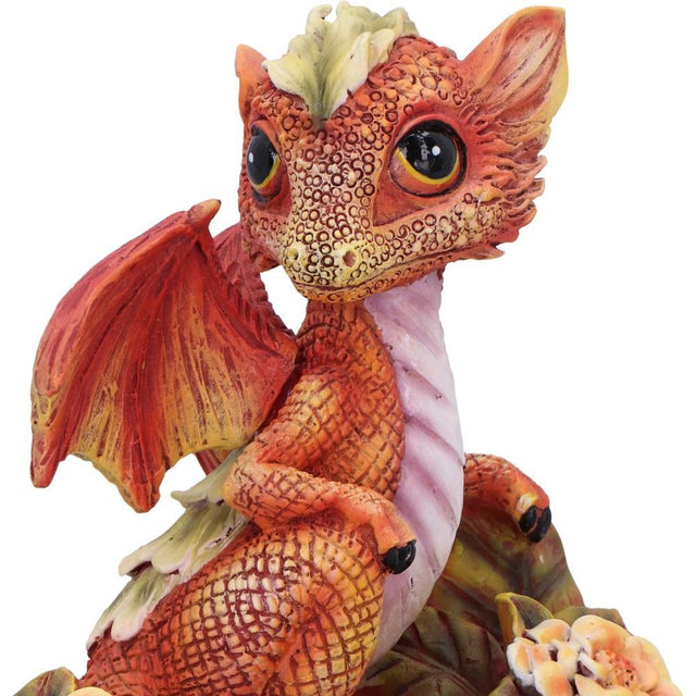 Nemesis Now Marigold Flower Dragon Figurine — close-up of the leafy crown and dragon head