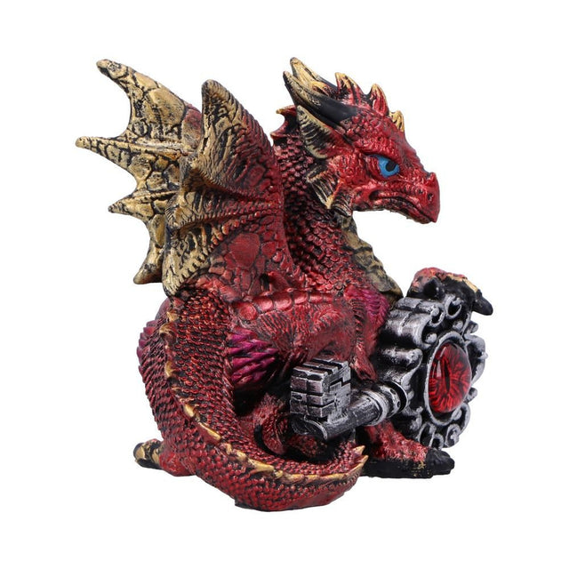 Nemesis Now Keeper of the Key Red Dragon Figurine — side view showing the dragon and key