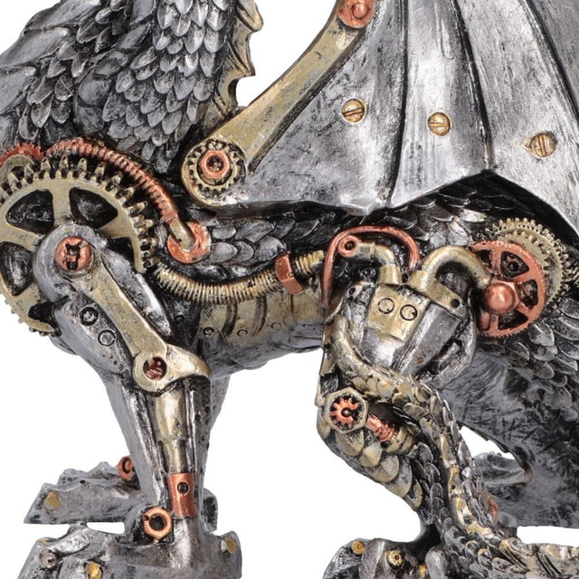 Nemesis Now Cogwork Trinity Steampunk Dragon Figurine (Small) — close-up of sculpted gears and mechanical details