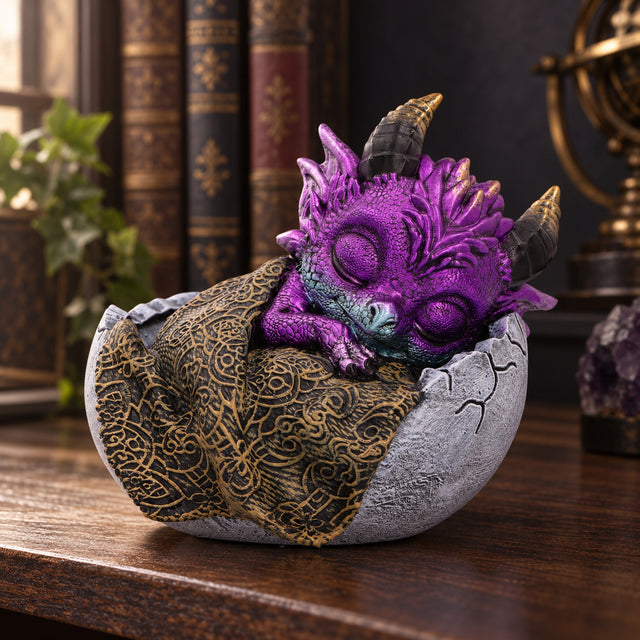 Nemesis Now Shellbound Slumber Sleeping Dragon Figurine — 9.5cm displayed in a dark gothic setting