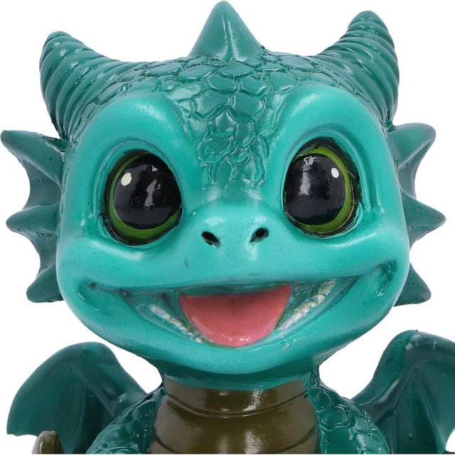 Nemesis Now Shellbound Green Baby Dragon Figurine — close-up of the dragon face