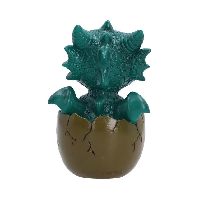 Nemesis Now Shellbound Green Baby Dragon Figurine — rear view of the green dragon and egg