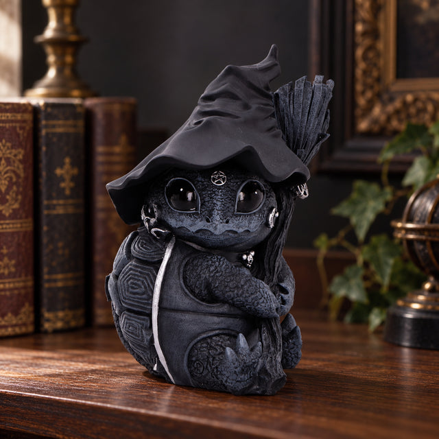 Nemesis Now Cult Cuties Shellial Tortoise Figurine — 10.3cm displayed in a dark gothic setting