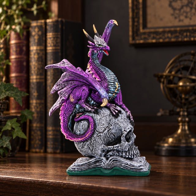 Nemesis Now Titans Reign Purple Dragon Figurine — 20.5cm displayed in a dark gothic setting