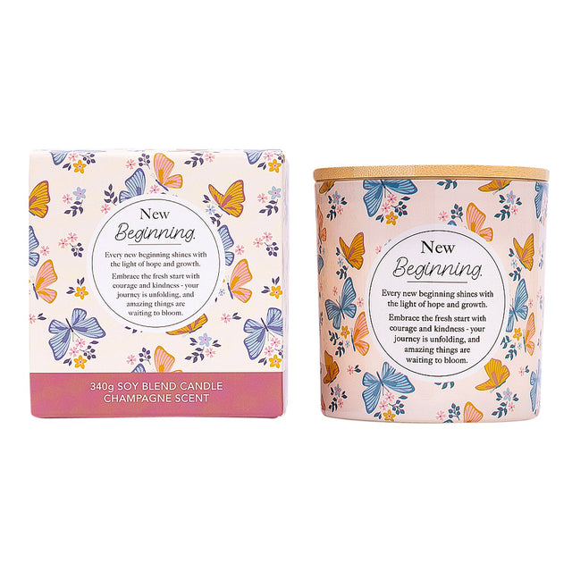 New Beginnings scented candle suitable as a thoughtful new home gift
