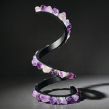 Gleneagles - (Grey Frame) Spiral Earth LED Lamp - Purple Fluorite