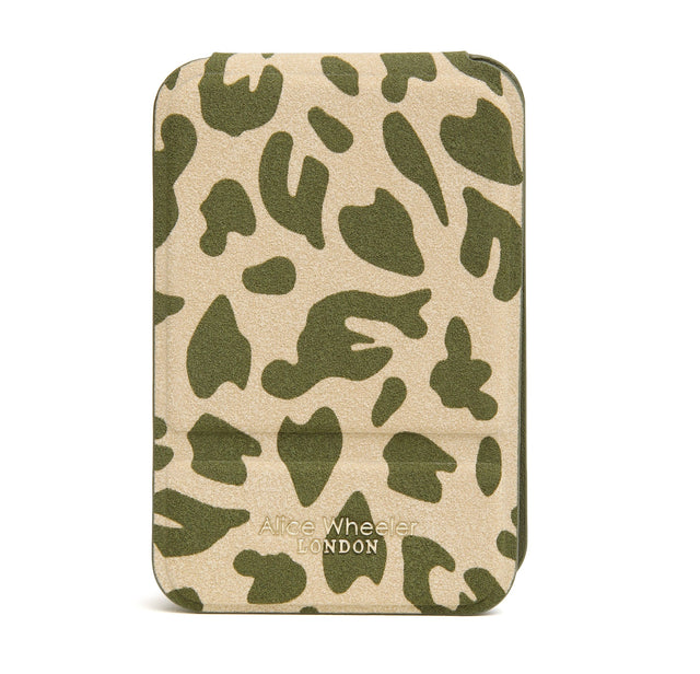 Alice Wheeler Mini Folding Mirror - Olive Leopard