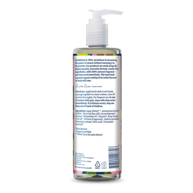 Organic rosehip liquid hand soap with floral rose aroma