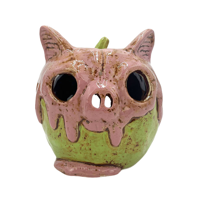 Pink gloom pig tealight holder gothic home decor quirky design