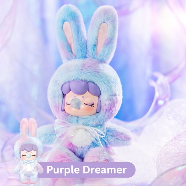 Poseable Rolife bunny plush doll with inner skeleton: Purple Dreamer