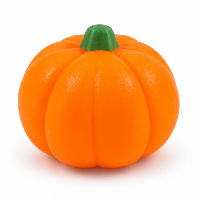 Orange pumpkin sensory squishy toy 7cm on a white background