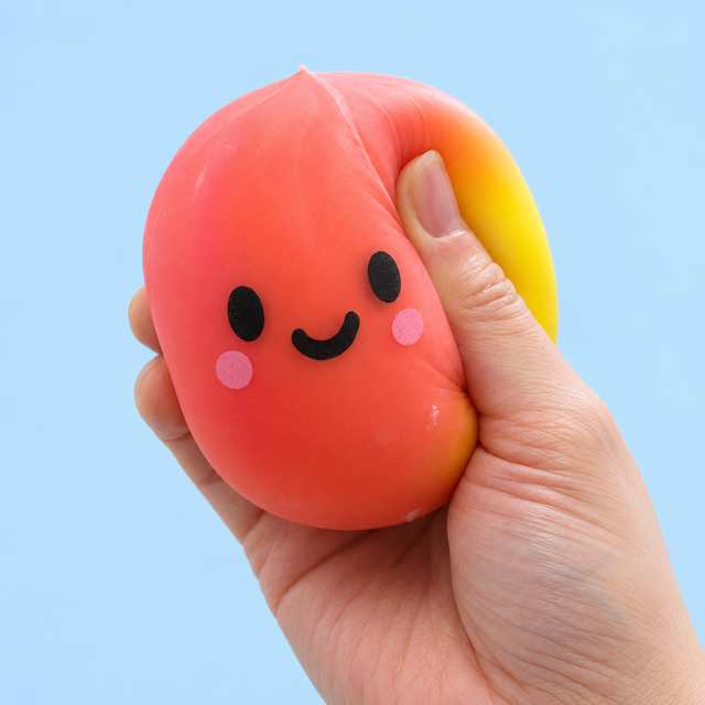 Rainbow Dumpling sensory squishy toy being squeezed