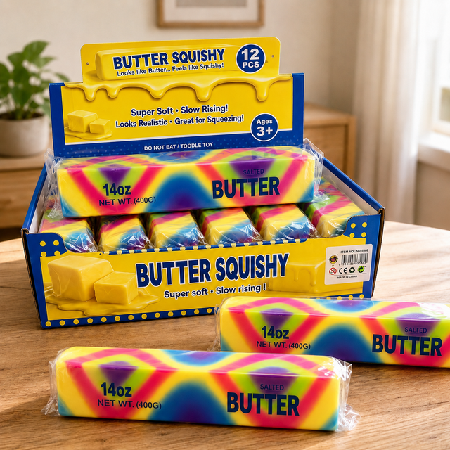 Rainbow Jumbo Butter Squishy Fidget Toy 22cm with colourful swirl design