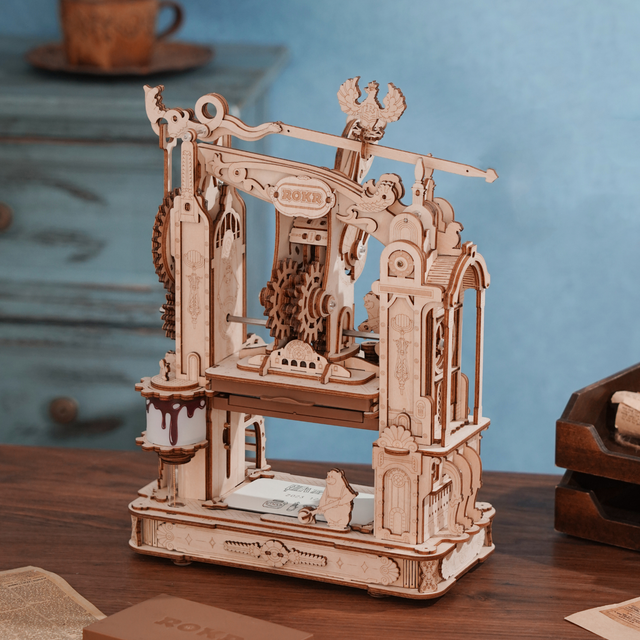 ROBOTIME ROKR Classic Printing Press DIY wooden puzzle