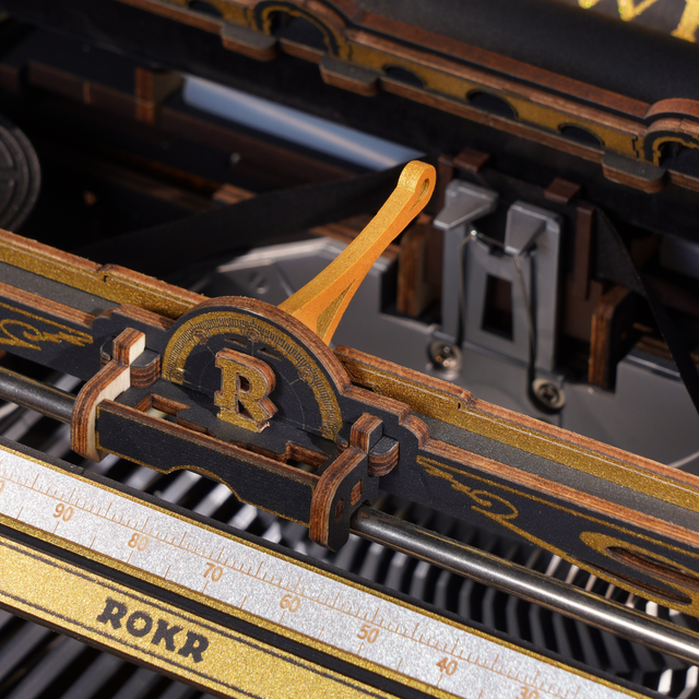 Vintage-inspired ROKR Classic typewriter display model with interactive mechanics