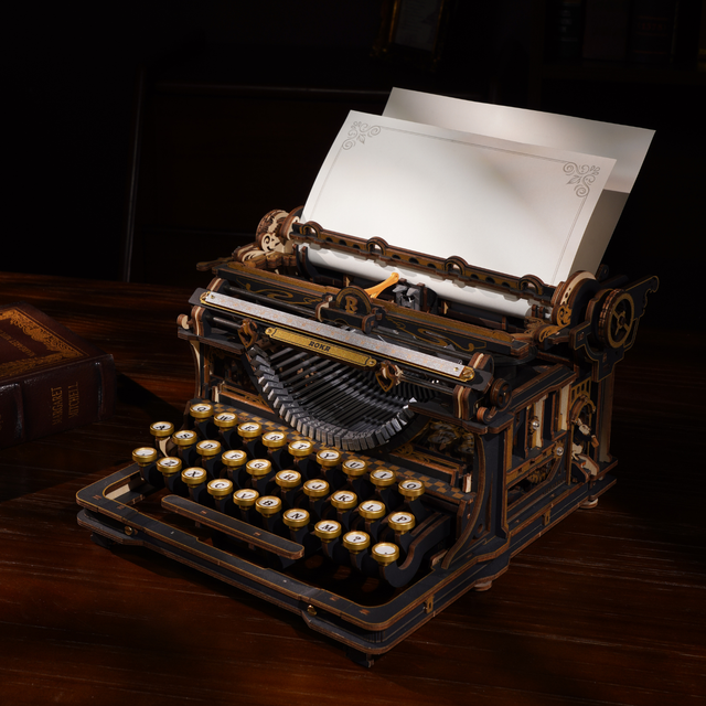 ROBOTIME ROKR Classic mechanical typewriter DIY wooden puzzle