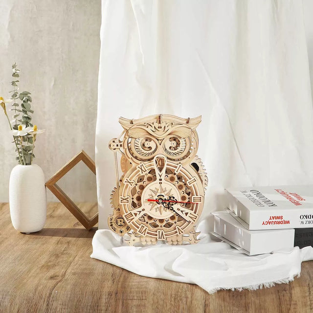 Robotime ROKR owl clock decorative model