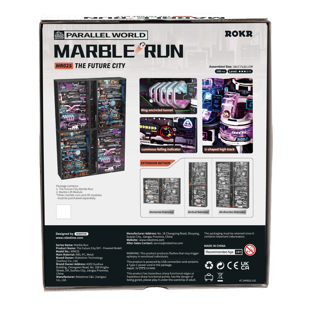 ROKR Future City marble run puzzle with illuminated city design