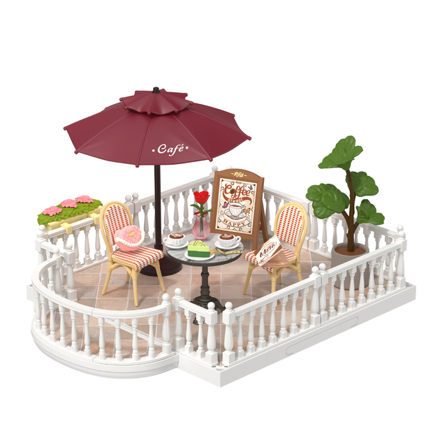 Robotime Rolife Chic Café Terrace Extension DWP09 for Super Creator miniature houses