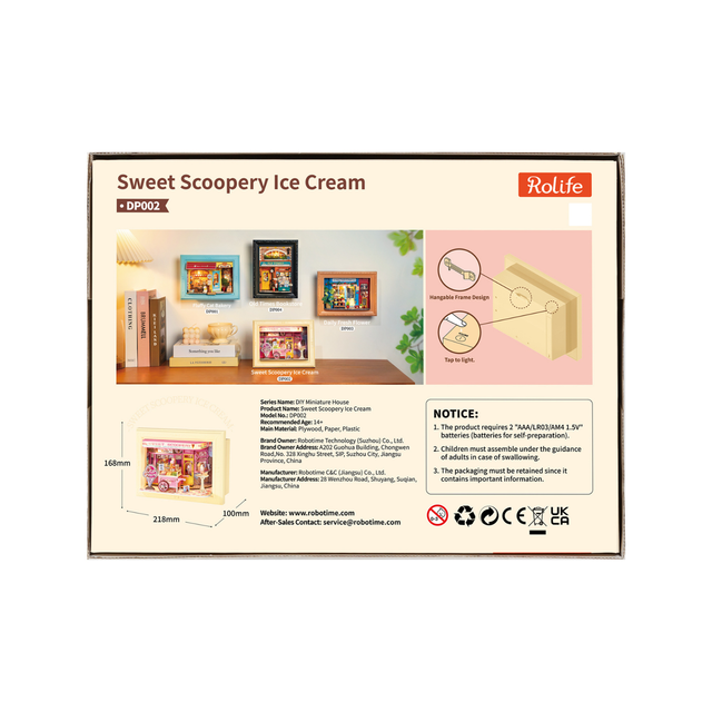 Robotime Rolife DP002 3D wooden model kit ice cream shop display