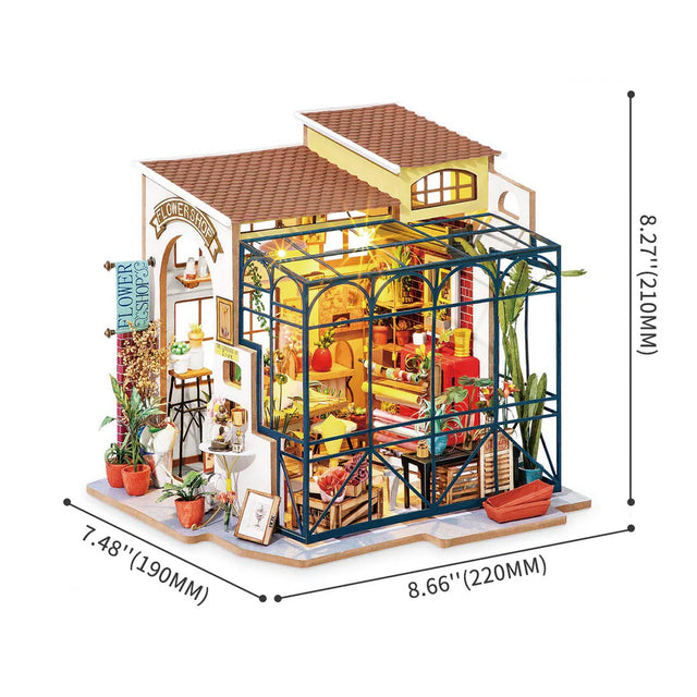 Rolife miniatures UK flower shop scene dimensions
