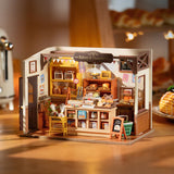Robotime Rolife Becka’s Baking House miniature with bread display, cakes and bakery counter details
