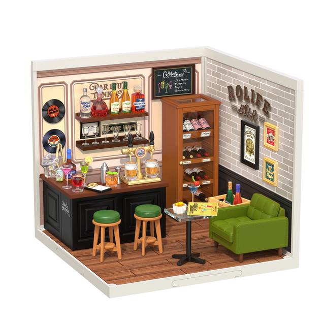 Robotime Rolife Leisurely Cheers Bar DW012 DIY miniature house kit