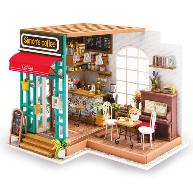 Robotime Rolife Simon's Coffee DIY miniature house kit DG109