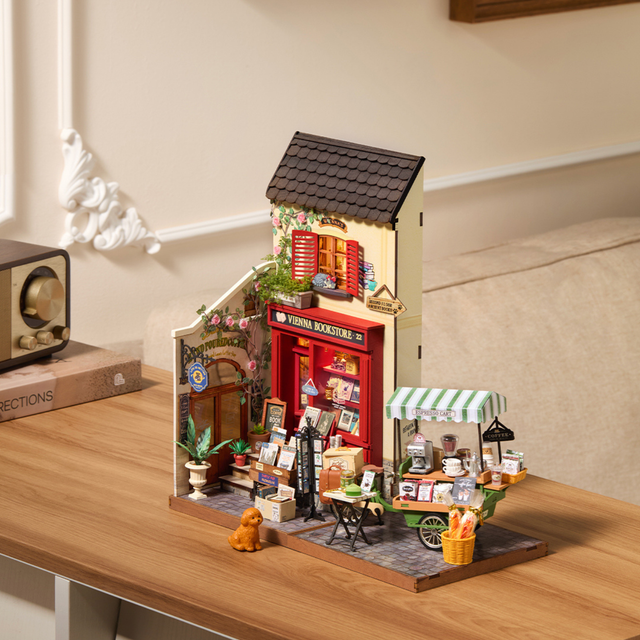 Robotime Rolife Vienna Bookstore DIY miniature house kit