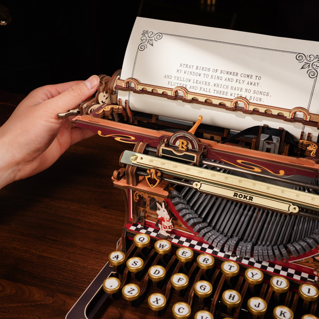 ROBOTIME ROKR typewriter carriage lever and paper-feed mechanism
