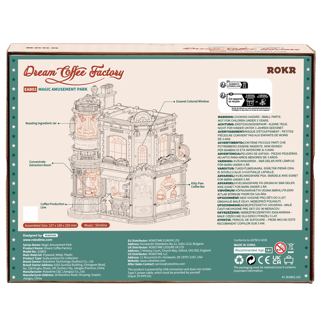 ROKR Dream Coffee Factory DIY Music Box EAB02 packaging