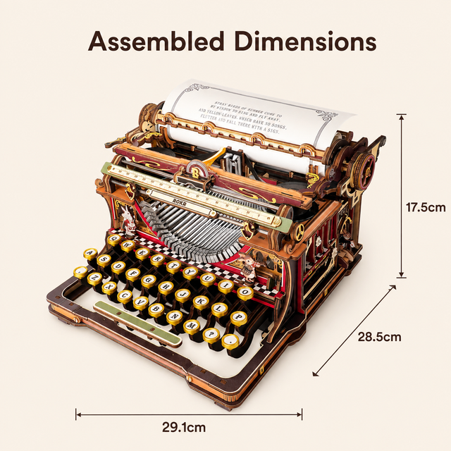 ROKR Mechanical Typewriter Magic Version LK703C assembled dimensions