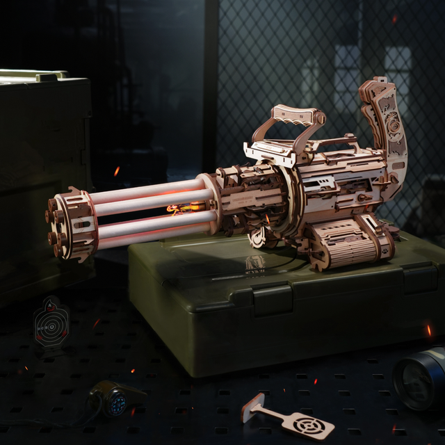 ROKR model kit for adults mechanical rubber band toy gun lifestyle