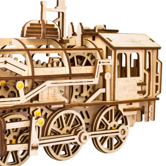 ROKR puzzle moving locomotive model wheel detail