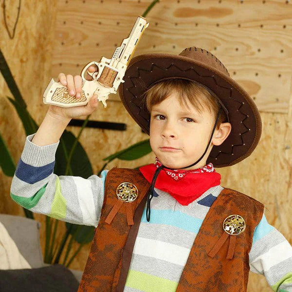 ROKR puzzle mechanical wooden gun model for children