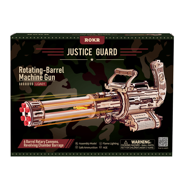 ROKR rotating barrel 3D wooden puzzle toy gun model LQA01 packaging