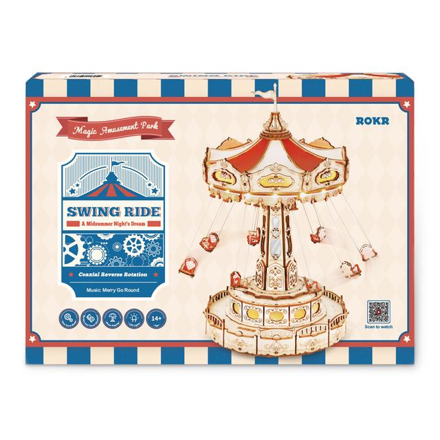ROKR Swing Ride DIY music box with lights and moving swings