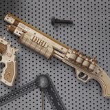 ROKR Terminator M870 wooden puzzle model kit lifestyle