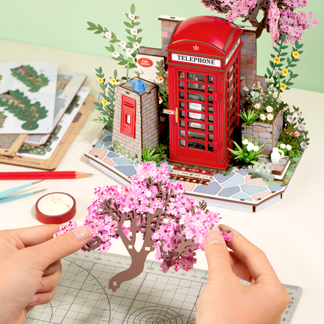 DIY Rolife wooden model kit British phone booth mini library