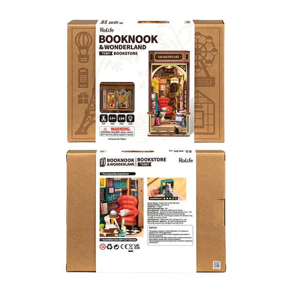 Rolife Bookstore book nook kit TGB07 miniature scene packaging