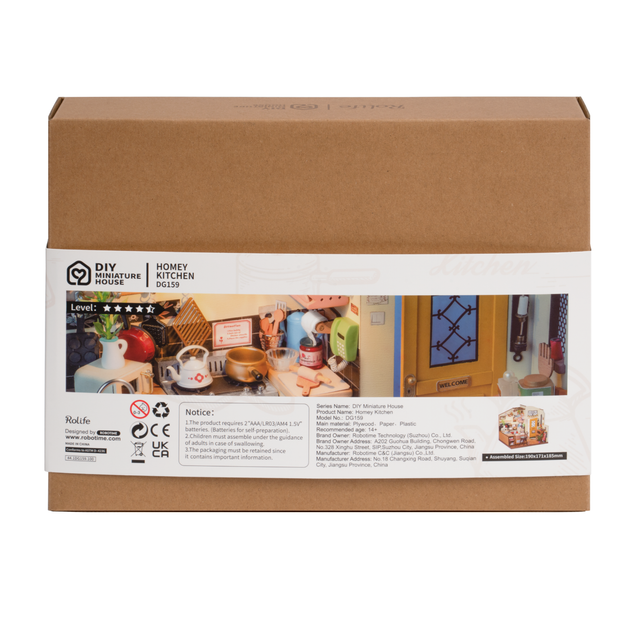 Rolife Cozy Kitchen DIY miniature house for collectors and craft enthusiasts packaging