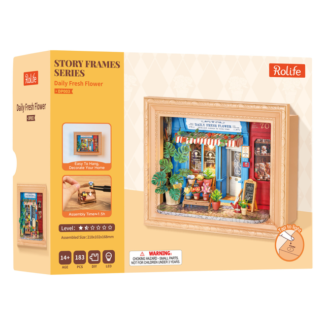 Rolife flower shop DIY miniature kit with colourful flowers and plants